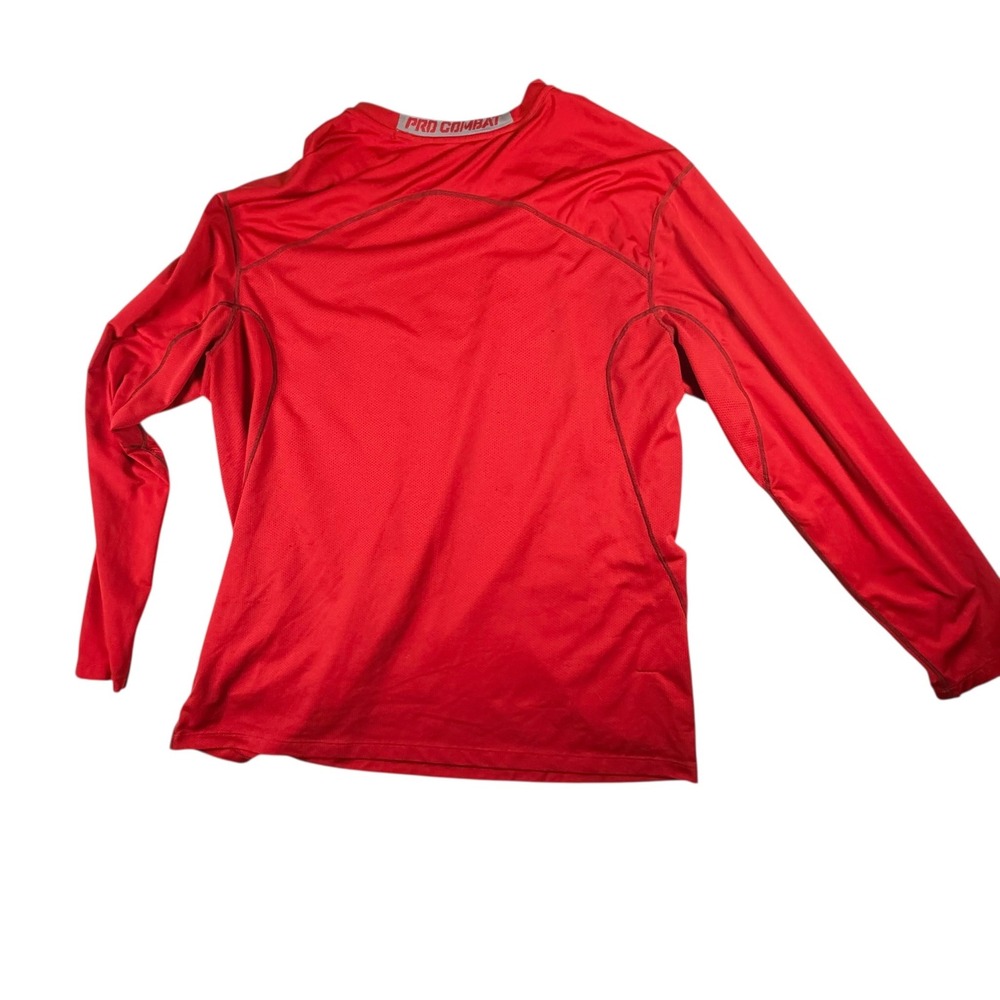 Nike Pro Combat Shirt Mens XXL Red Good Dri-FIT Long Sleeve Fitted Compression - Picture 2 of 11